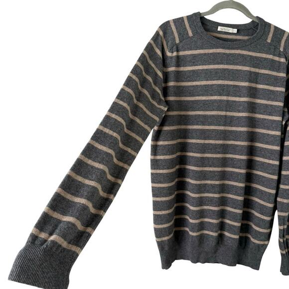 Suitsupply Wool Cashmere Striped Crewneck Pullover Sweater Gray‎ Beige, Size XXL - Picture 6 of 8